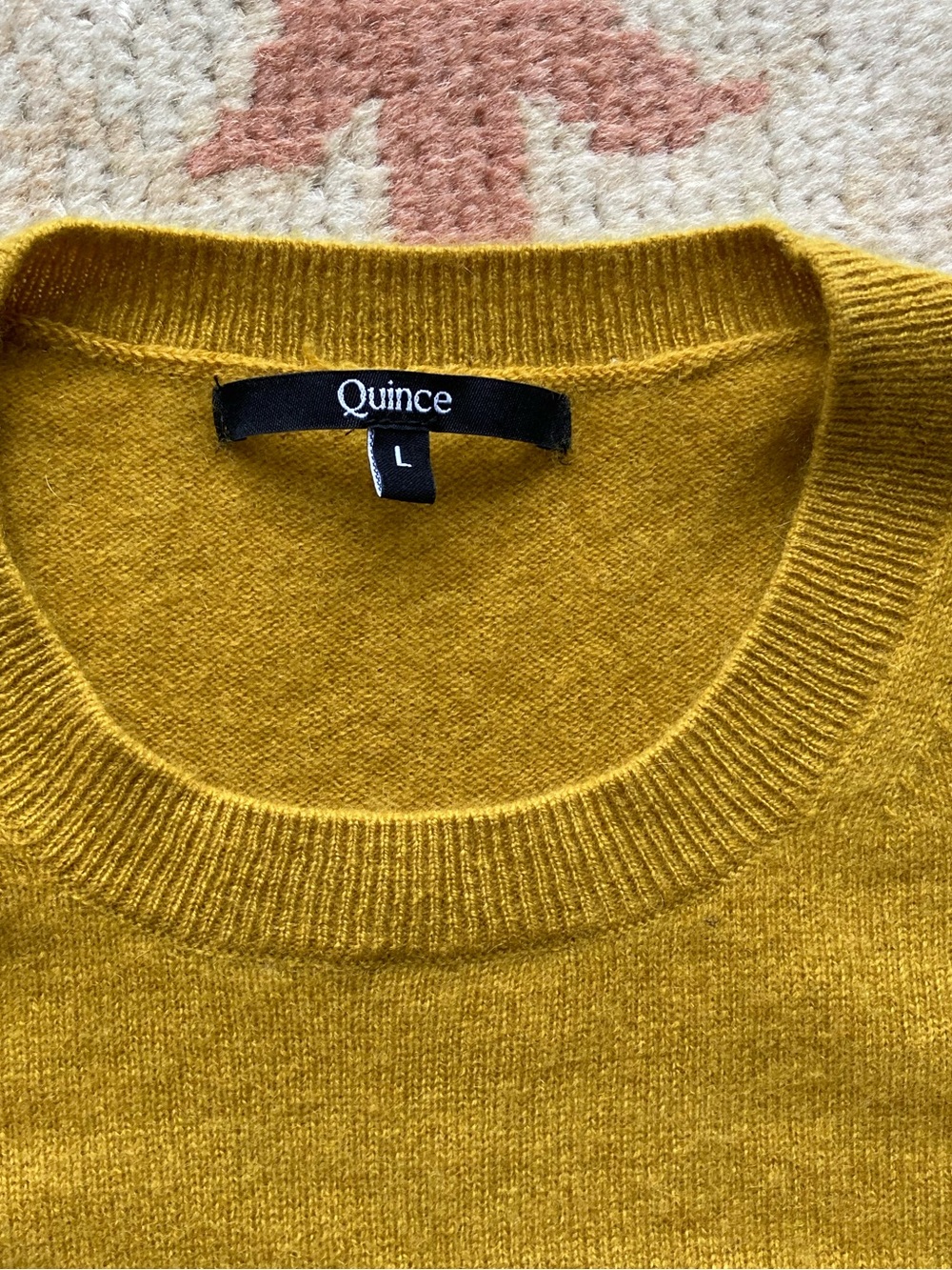 Quince Mongolian Cashmere Tee Mustard Gold Yellow, size Large - Picture 7 of 7